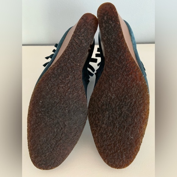 Arche • Tikhal Teal Fringe Leather Wedge Ankle Boots Size 37 / 6.5 - Picture 8 of 12